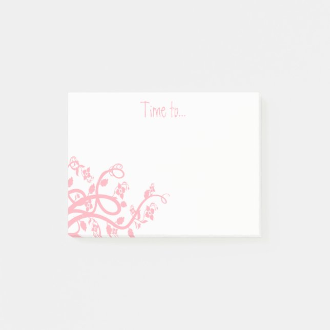 Maßgeschneiderte Girly-Blume, Reben-Blätter-Eckvor Post-it Klebezettel (Vorderseite)