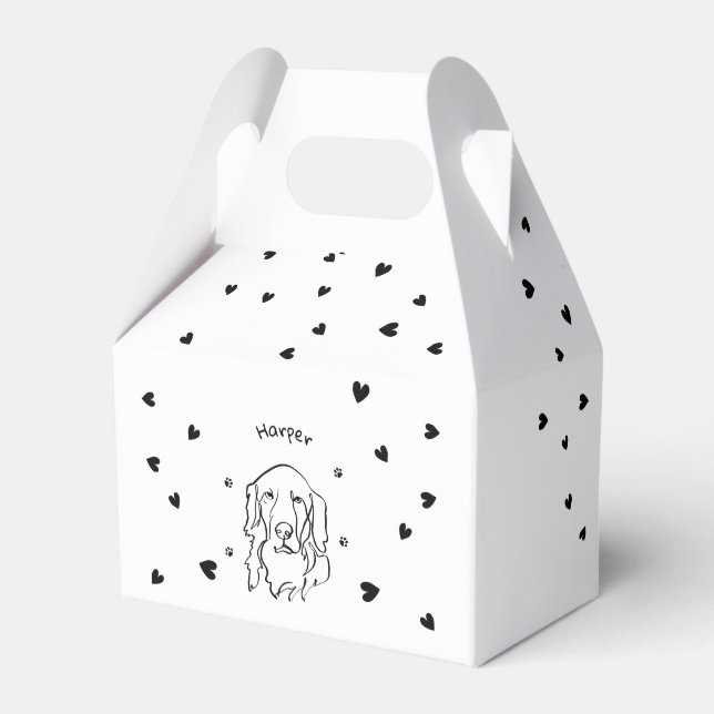 Maßgeschneiderte Golden Retriever Line Art Geschenkschachtel (Vorderseite)