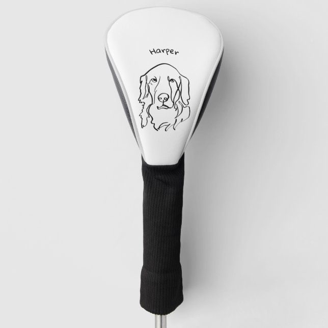 Maßgeschneiderte Golden Retriever Line Art Golf Headcover (Vorderseite)