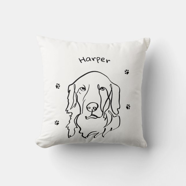 Maßgeschneiderte Golden Retriever Line Art Kissen (Vorderseite)