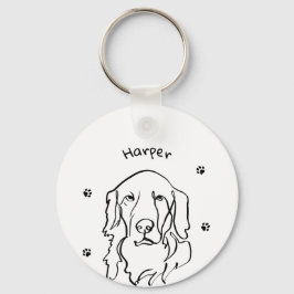 Maßgeschneiderte Golden Retriever Line Art Schlüsselanhänger