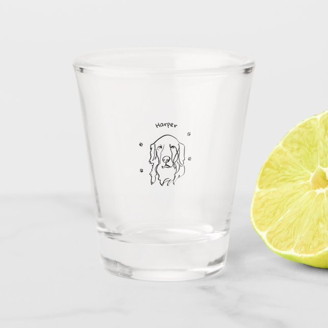 Maßgeschneiderte Golden Retriever Line Art Schnapsglas (Vorderseite)