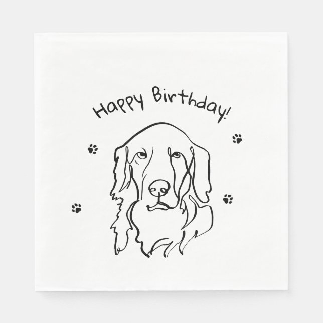 Maßgeschneiderte Golden Retriever Line Art Serviette (Vorderseite)