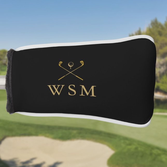 Maßgeschneiderte Golf Clubs für Schwarz und Gold M Golf Headcover (Black And Gold Monogram Custom Golf Clubs Golf Head Cover
)