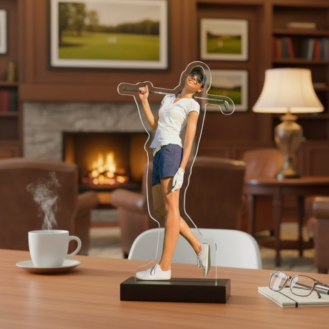 Maßgeschneiderte Golf-Pose Akrylskulptur Freistehende Fotoskulptur (Customized Golf Pose Acrylic Sculpture)
