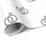 Maßgeschneiderte Grau-Hochzeitsraten auf Weiß Geschenkpapier<br><div class="desc">Papier mit einem Muster von grauen Hochzeitsringen wiederholt auf einem weißen Hintergrund. Ideal für Duschen,  Hochzeiten und Jubiläen. Personalisierbar.</div>
