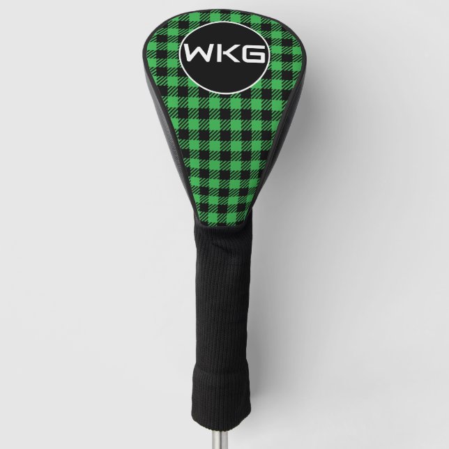 Maßgeschneiderte Green Kariert Golf Club Head Cove Golf Headcover (Vorderseite)