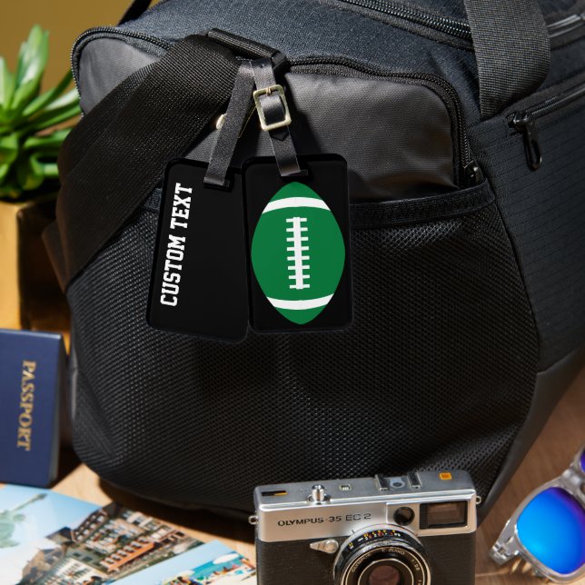 Maßgeschneiderte Green und Black Football Gepäckma Gepäckanhänger (Vorderseite & Rückseite)