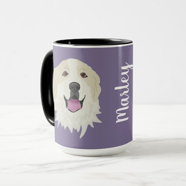 Maßgeschneiderte Große Pyrenäen-Badger-Markierunge Tasse (Vorderseite Links)