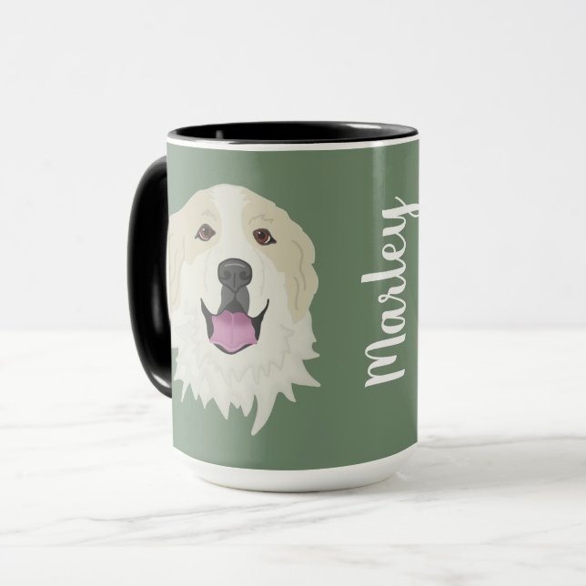 Maßgeschneiderte Große Pyrenäen-Badger-Markierunge Tasse (Vorderseite Links)