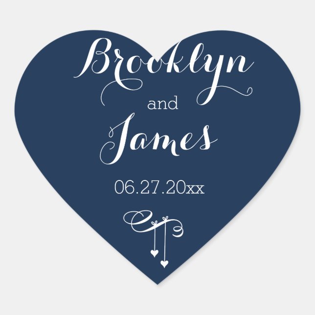 Maßgeschneiderte Heart Blue Wedding Stickers (Vorderseite)