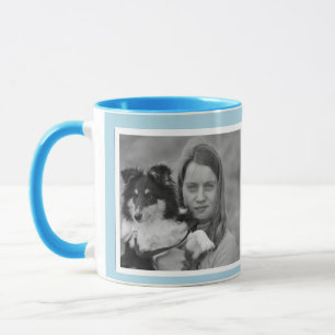 Maßgeschneiderte, hellblau 2-Foto-Collage Tasse