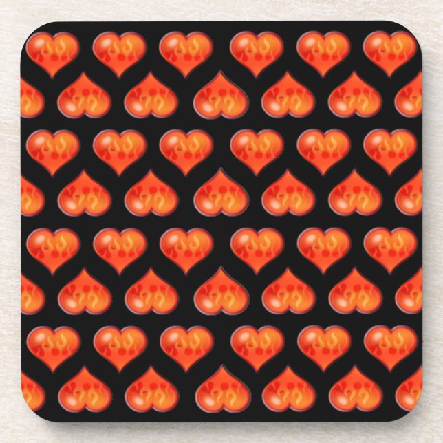 Maßgeschneiderte Herzen am Feuer Untersetzer (Vorderseite)