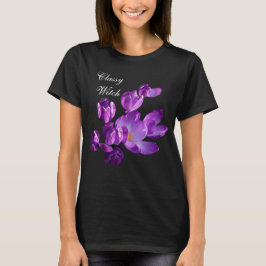 Maßgeschneiderte Hexe in violett blühenden Schwarz T-Shirt