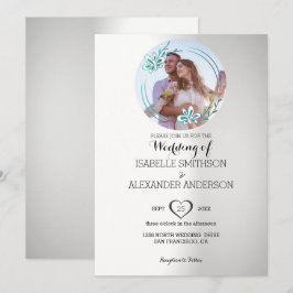 Maßgeschneiderte Hochzeit mit Foto und Blumenkranz Einladung