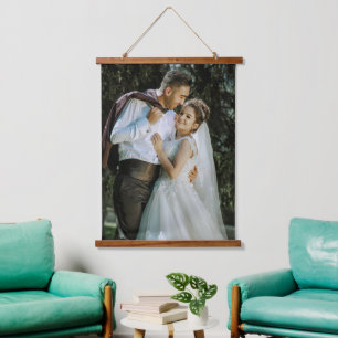 Maßgeschneiderte Hochzeitbildhangband für die Wahr Wandteppich Mit Holzrahmen