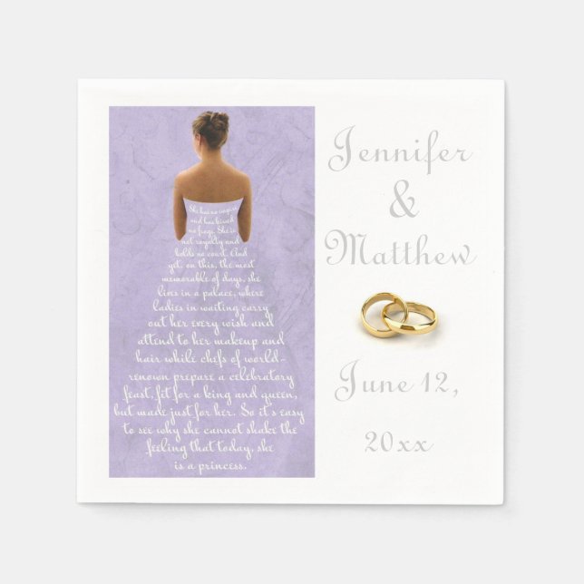 Maßgeschneiderte Hochzeitskleidung und Goldene Hoc Serviette (Vorderseite)