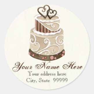 Maßgeschneiderte Hochzeitstorte Moderne Dot Stripe Runder Aufkleber
