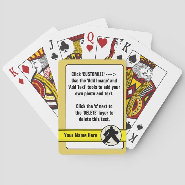 Maßgeschneiderte Hockey Goalie Card Deck Vorlage Spielkarten (Rückseite)