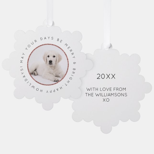 Maßgeschneiderte Hunde Foto Weihnachtsschmuckkarte Ornament Karte (Vorderseite/Rückseite)