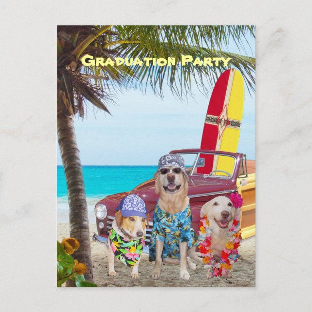 Maßgeschneiderte Hunde/Labrador Postcard Beach Par Einladungspostkarte (Vorderseite)
