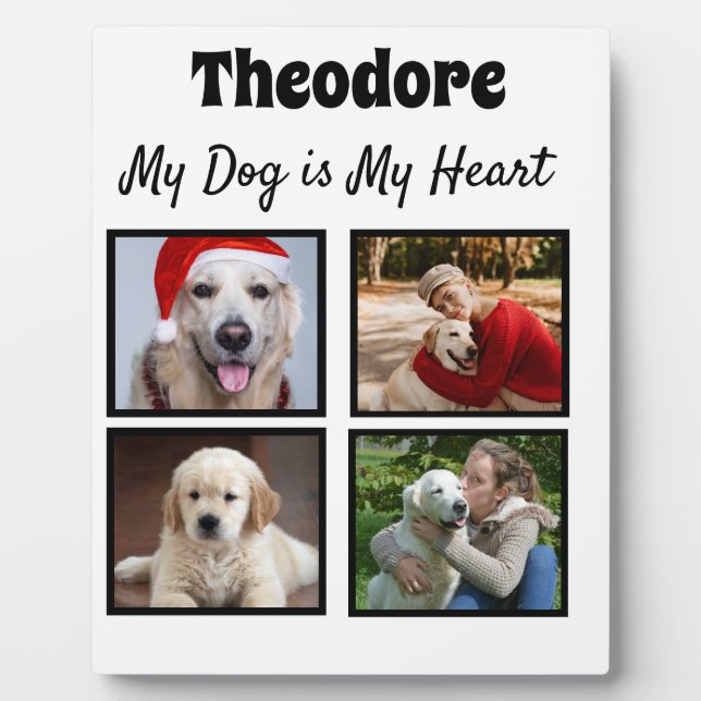 Maßgeschneiderte Hundehalterung - mit vier Fotos Fotoplatte (Vorderseite)