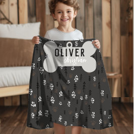 Maßgeschneiderte Hundeschleife für neutrale graue  Babydecke