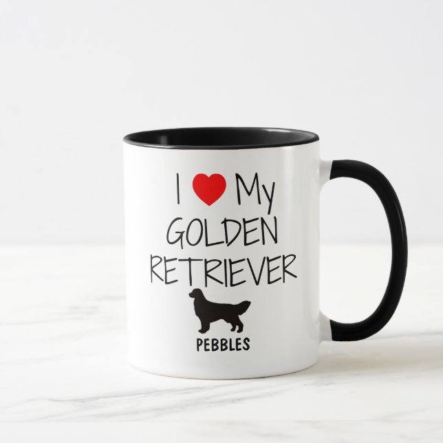 Maßgeschneiderte I-Liebe mein Goldener Retriever Tasse (Rechts)