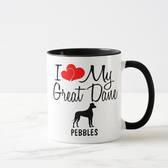 Maßgeschneiderte I-Liebe Meine große Dane-Tasse Tasse (Rechts)