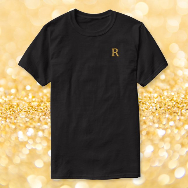 Maßgeschneiderte Imitate bestickte  Gold Monogram  Besticktes T-Shirt (Custom Mens Embroidered Faux Gold Monogram T-Shirt)