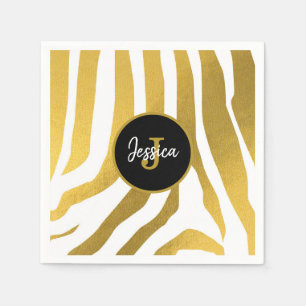 Maßgeschneiderte Imitate Gold Zebra Print Stripes Serviette