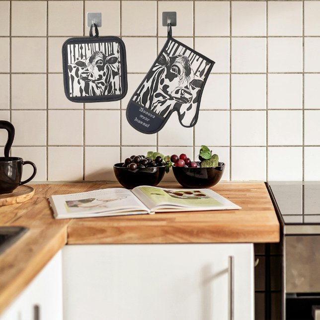 Maßgeschneiderte Jersey Cow Ofenhandschuh & Topflappen-Set (Von Creator hochgeladen)