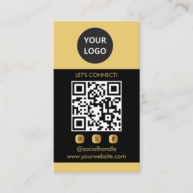 Maßgeschneiderte Karten, modern, Social Media QR Visitenkarte (Vorderseite)