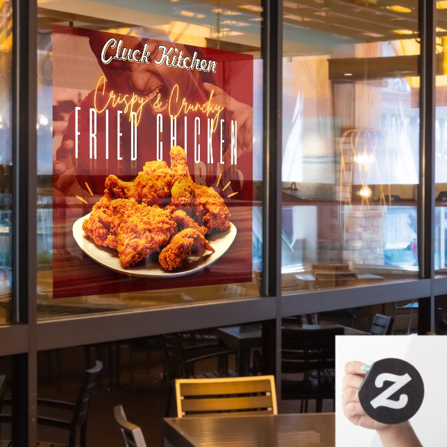 Maßgeschneiderte knusprige Konditorei-Hühnerpromo Fensteraufkleber (Restaurantfenster)