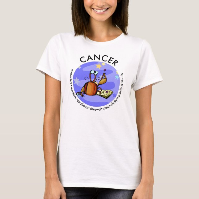 Maßgeschneiderte Krebseigenschaften von Cartoon T-Shirt (Vorderseite)