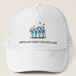 Maßgeschneiderte Ladys Golf League Hat BLUE Cartoo Truckerkappe