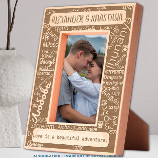 Maßgeschneiderte Lasergravur "LIEBE" in 50 Sprache Geätzte Rahmen