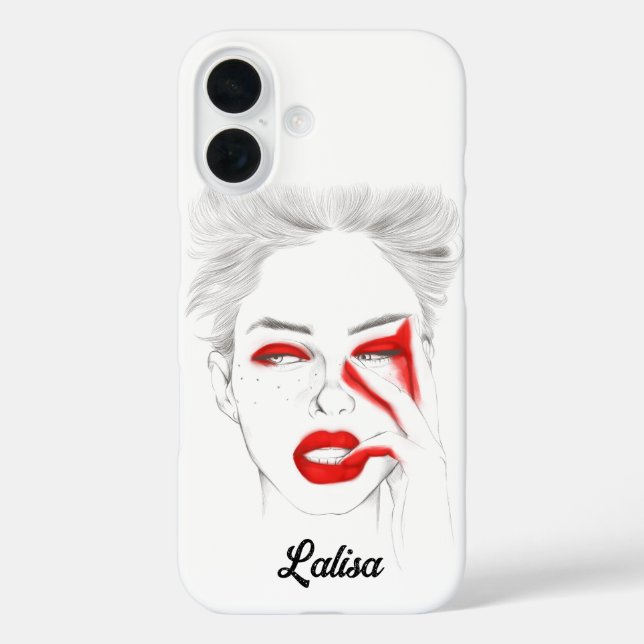 Maßgeschneiderte Lilly Girl Illustration iPhone 16 Hülle (Rückseite)