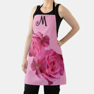 Maßgeschneiderte M Monogramm hübsch rosa Rosa Blüt Schürze