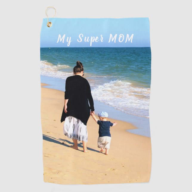 Maßgeschneiderte Mama Foto Golf Handtuchgeschenk m Golfhandtuch (Vorderseite)