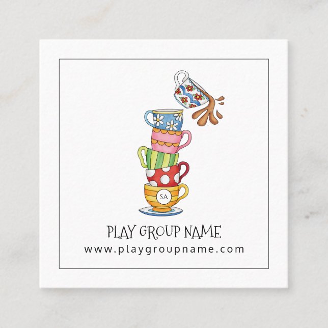 Maßgeschneiderte Mama für Whimsical Tees Cups Telefonnummerkarte (Vorderseite)
