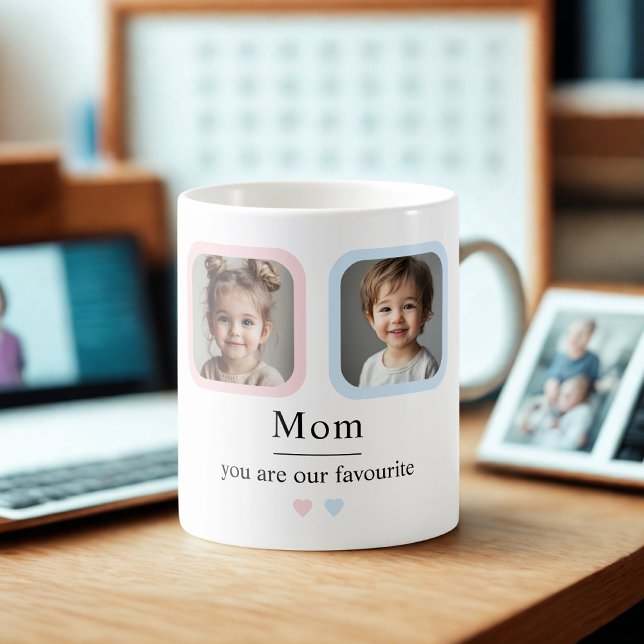 Maßgeschneiderte Mama mit 2 Kinder Fotos Sie sind  Kaffeetasse (Von Creator hochgeladen)
