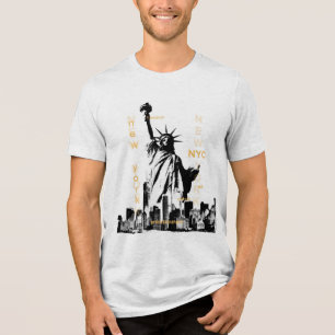 Maßgeschneiderte Manhattan Nyc Mens Liberty Statue Tri-Blend Shirt