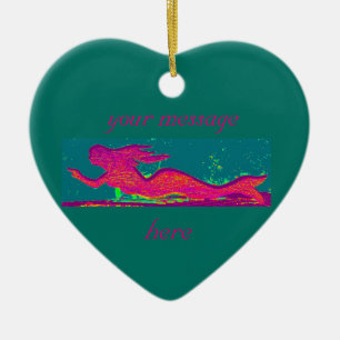 Maßgeschneiderte Mermaid-/Herzverzierungen Keramikornament