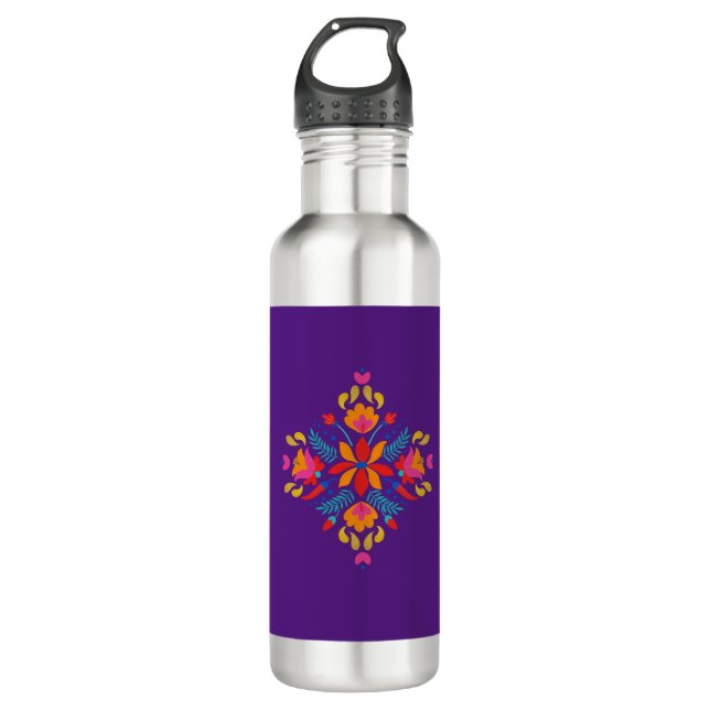 Maßgeschneiderte mexikanische Blume Motif Water Fl Edelstahlflasche (Vorderseite)