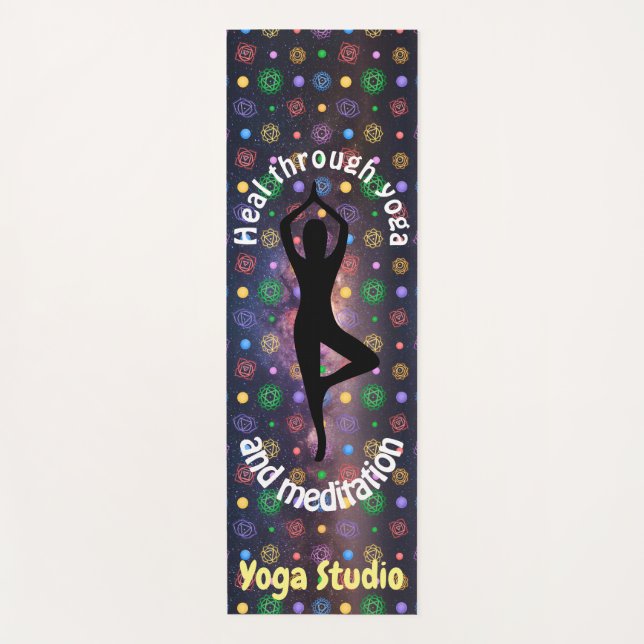 Maßgeschneiderte Milchweg-Chakra-Yoga-Pose Yogamatte (Vorderseite)