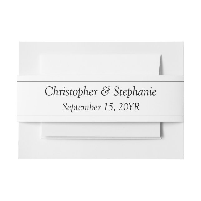 Maßgeschneiderte Minimalistische Einmalschrift Einladungsbanderole (Vorderseite Beispiel)