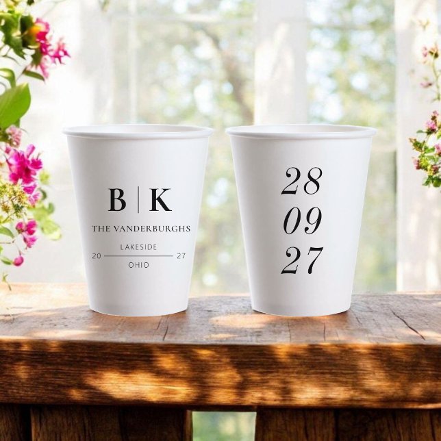 Maßgeschneiderte minimalistische Hochzeitsstipps-V Pappbecher (Customized Minimalistic Wedding Bridal Engagement Paper Cups)
