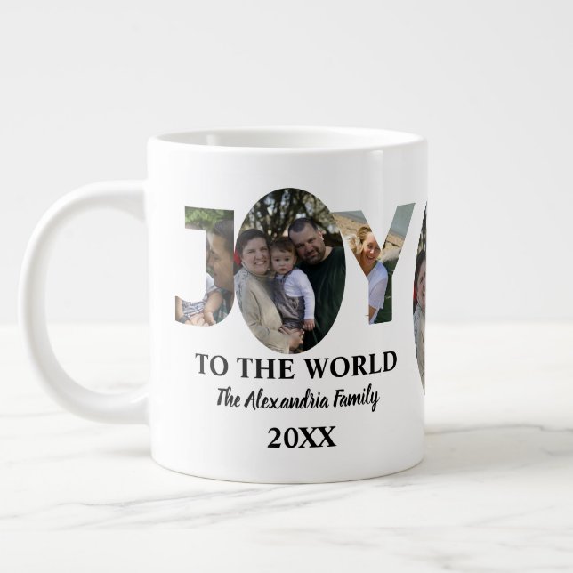 Maßgeschneiderte moderne 3-Foto-Collage Freude an  Jumbo-Tasse (Links)