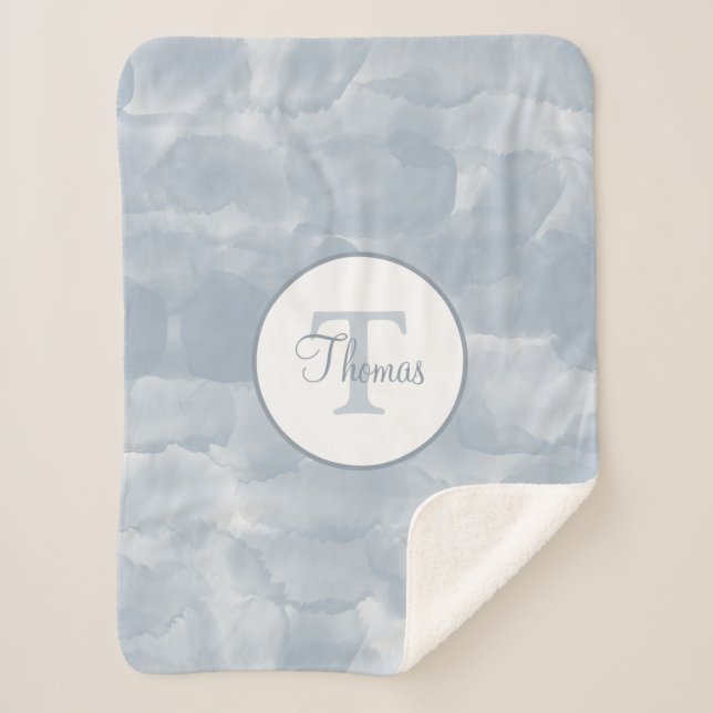 Maßgeschneiderte, moderne, blaue Wasserfarben Pins Sherpadecke (Vorderseite)